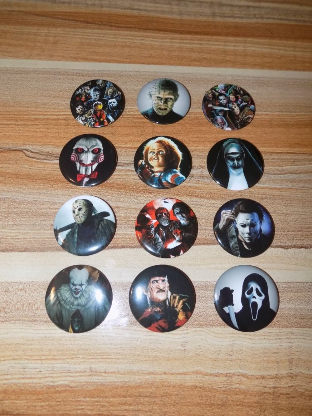 Horror Icon Pin Set (12) Jason, Freddy, Pennywise, Friday the 13th, etc - Picture 1 of 14